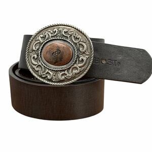 BOSI Western Buckle Belt Womens SZ 28 Brown Leather Rodeo Cowgirl Rustic Retro